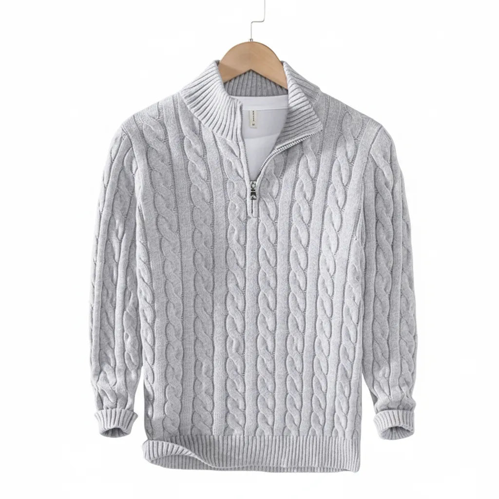Cardigan Laine Homme Gris - old money style