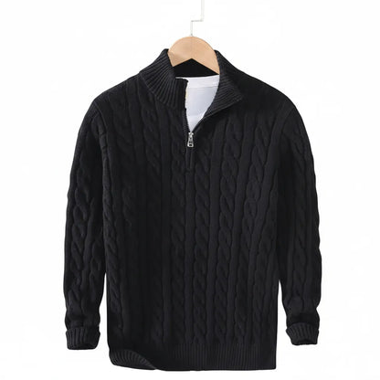 Cardigan Laine Homme Noir - old money style
