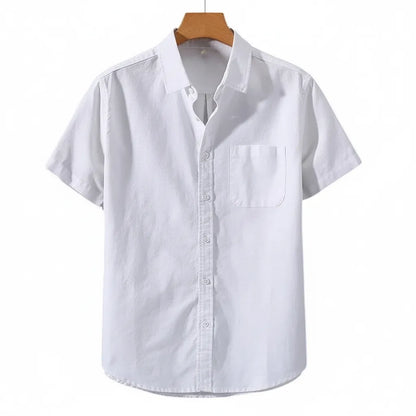 Chemise en Lin Homme Manche Courte Blanc - old money style