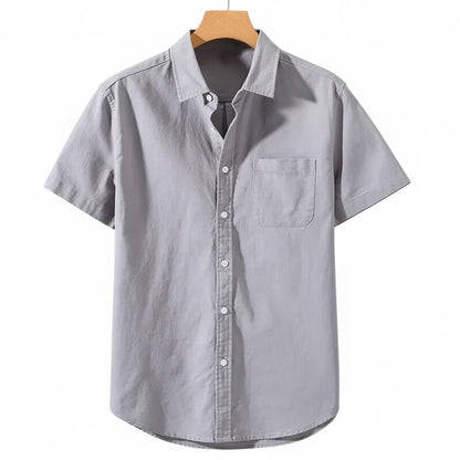 Chemise en Lin Homme Manche Courte Gris - old money style