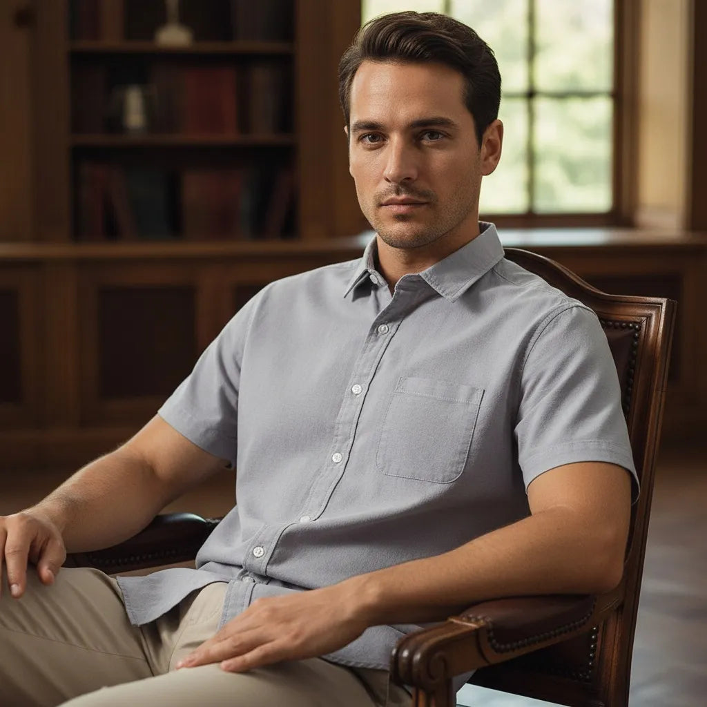 Chemise en Lin Homme Manche Courte - old money style