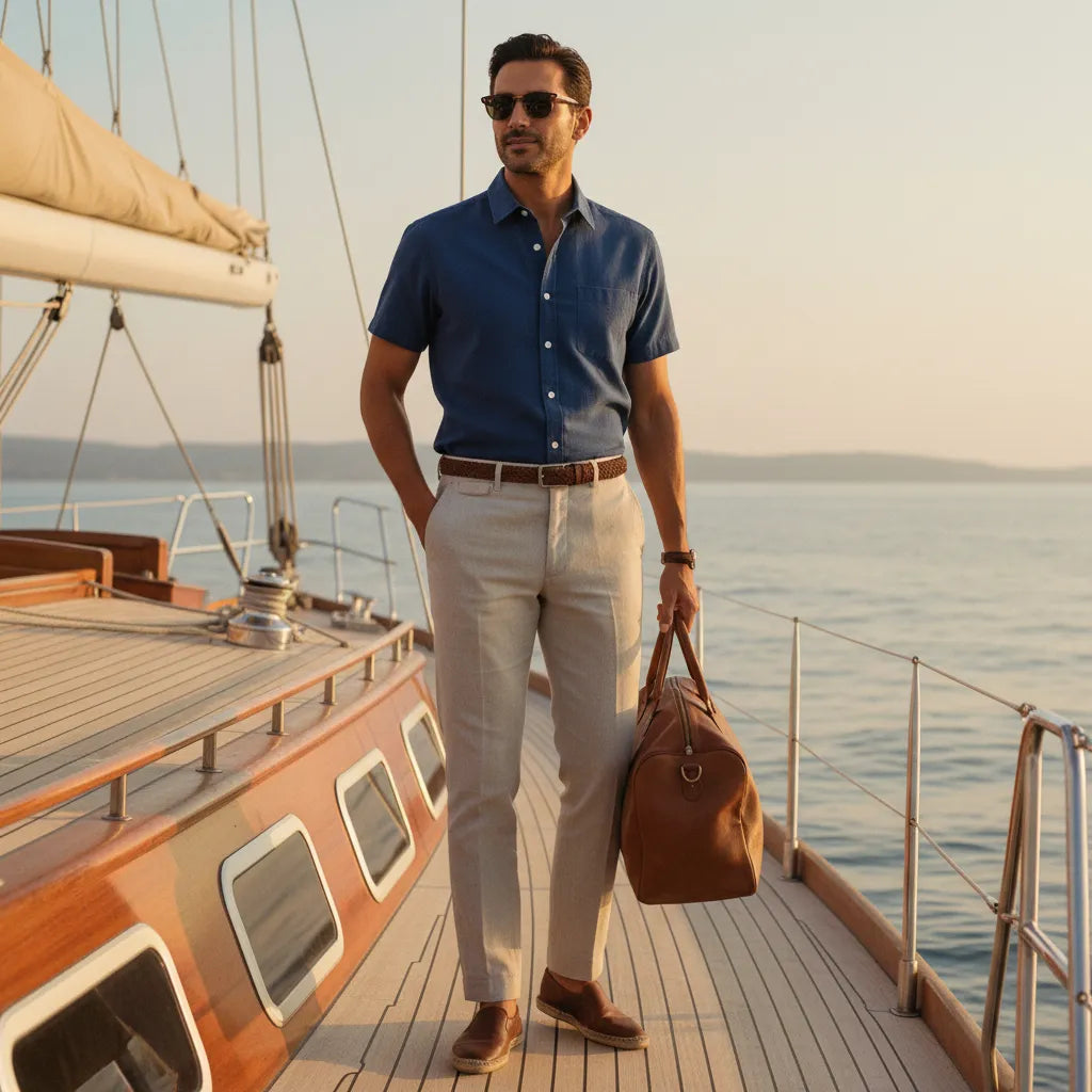 Chemise en Lin Homme Manche Courte - old money style