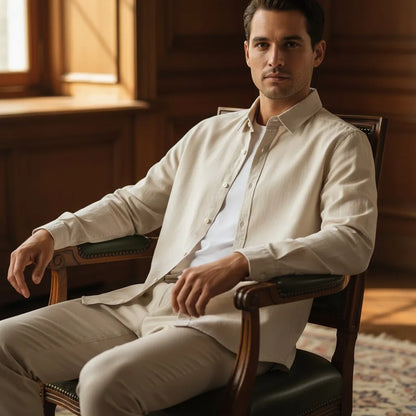 Chemise en Lin Homme Manche Longue - old money style