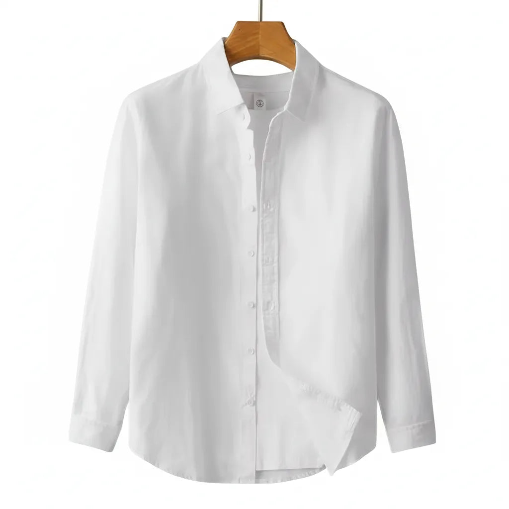 Chemise en Lin Homme Manche Longue Blanc - old money style