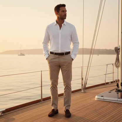 Chemise en Lin Homme Manche Longue - old money style