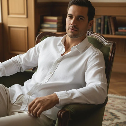 Chemise en Lin Homme Manche Longue - old money style