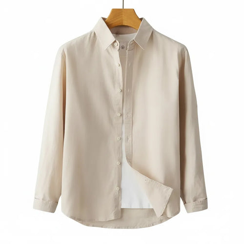 Chemise en Lin Homme Manche Longue Beige - old money style