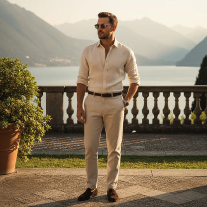 Chemise en Lin Homme Manche Longue - old money style