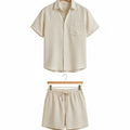 Ensemble Chemise Short en Lin Homme Beige - old money style