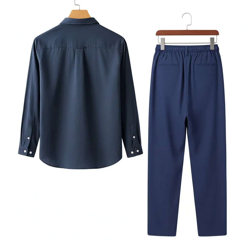 Ensemble en Lin Homme Bleu - old money style