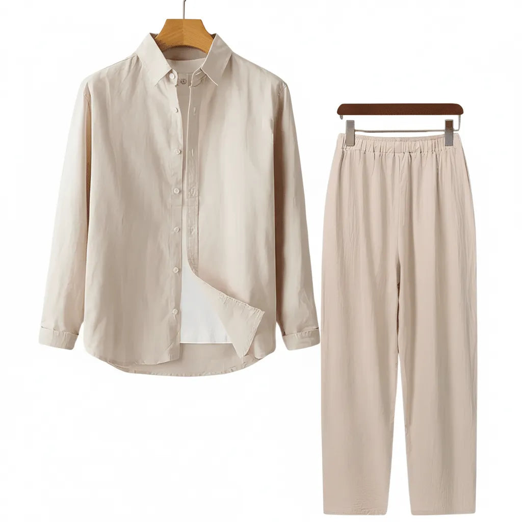 Ensemble en Lin Homme Beige - old money style
