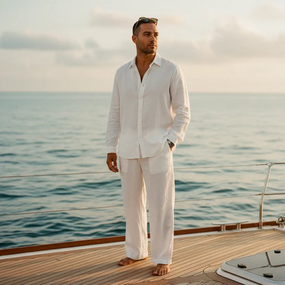 Ensemble en Lin Homme - old money style