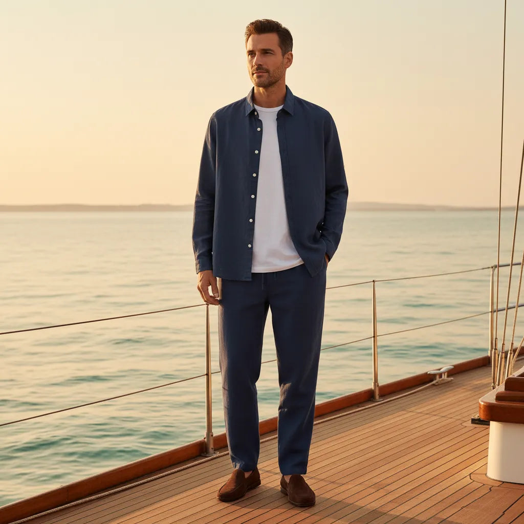 Ensemble en Lin Homme - old money style