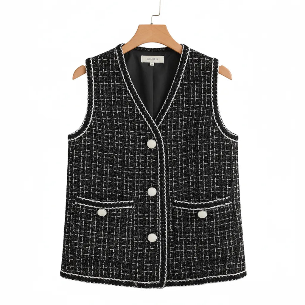 Gilet Tweed Femme S Noir - My Store