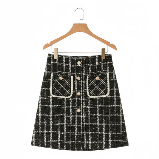 Jupe Midi Rayures Noir S - My Store