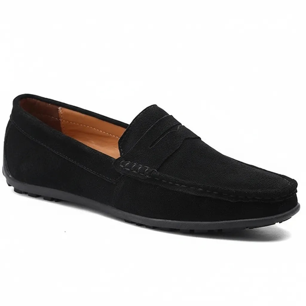 Mocassin en Daim Homme Noir - old money style