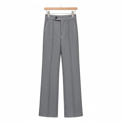 Pantalon Évasé Taille Haute Gris S - My Store