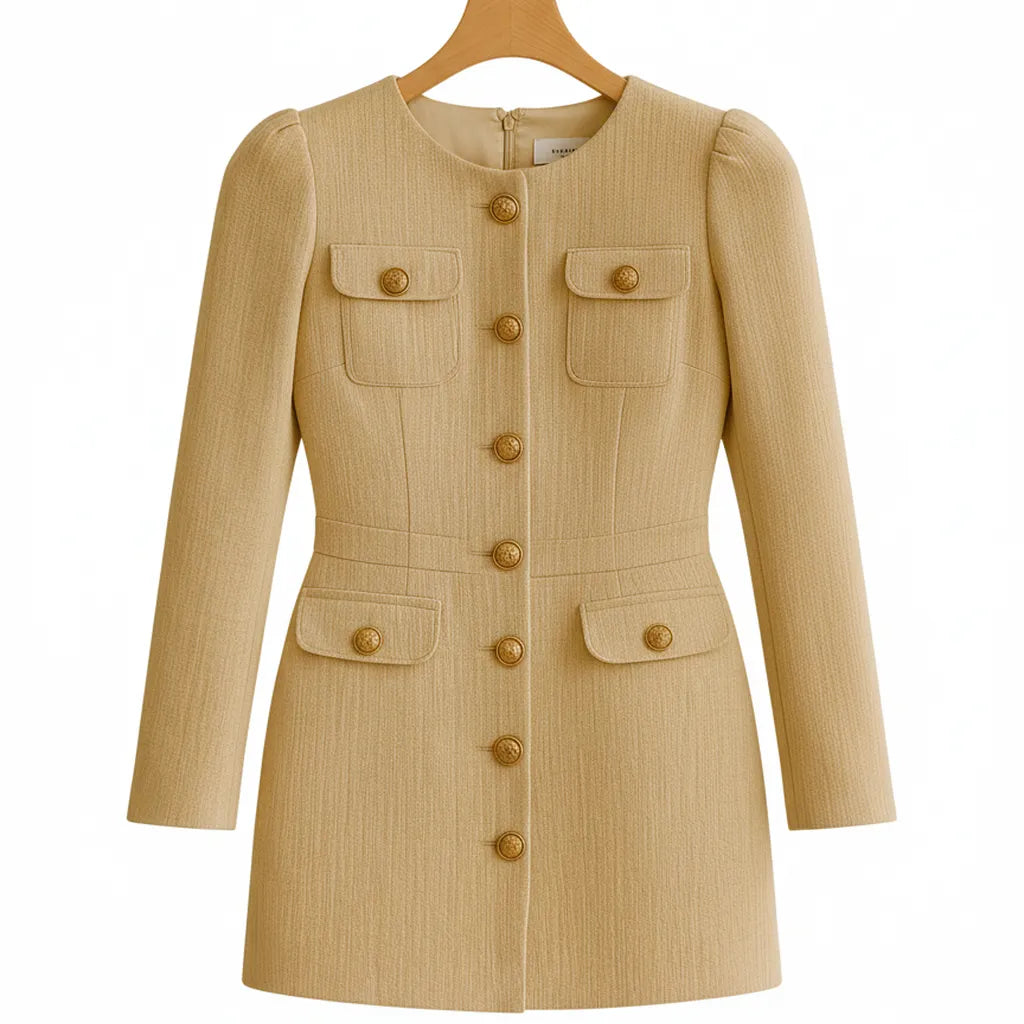 Robe Tweed Blanche Blanche Naturelle S - My Store