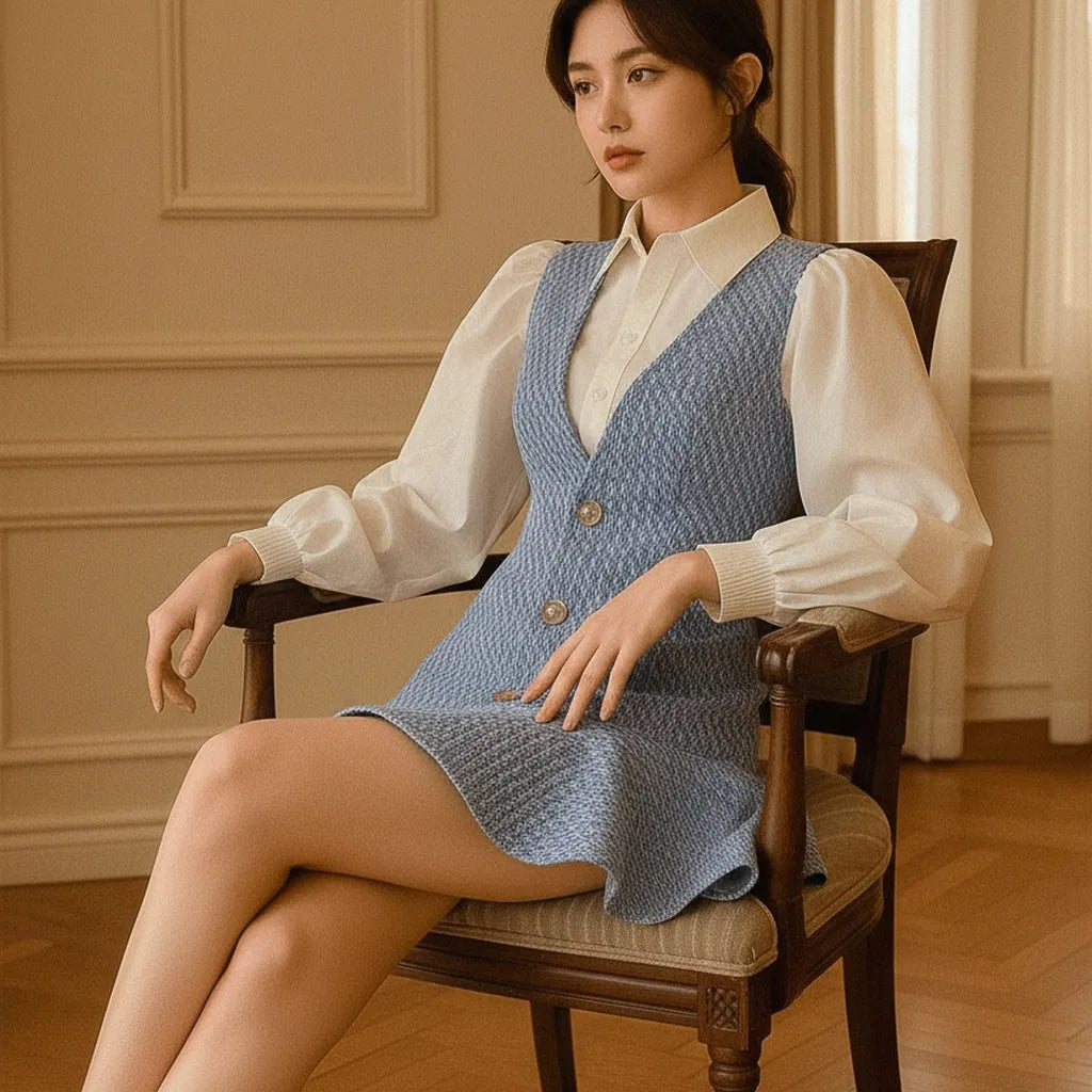 Robe Tweed Bleu - My Store