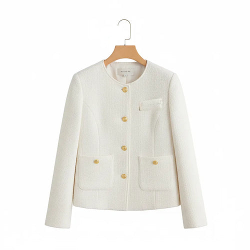 Veste Tweed Femme Beige Beige S - My Store