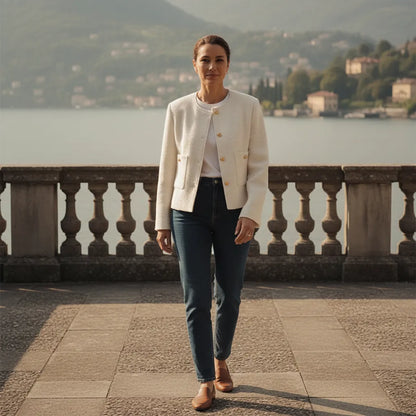 Veste Tweed Femme Beige - My Store