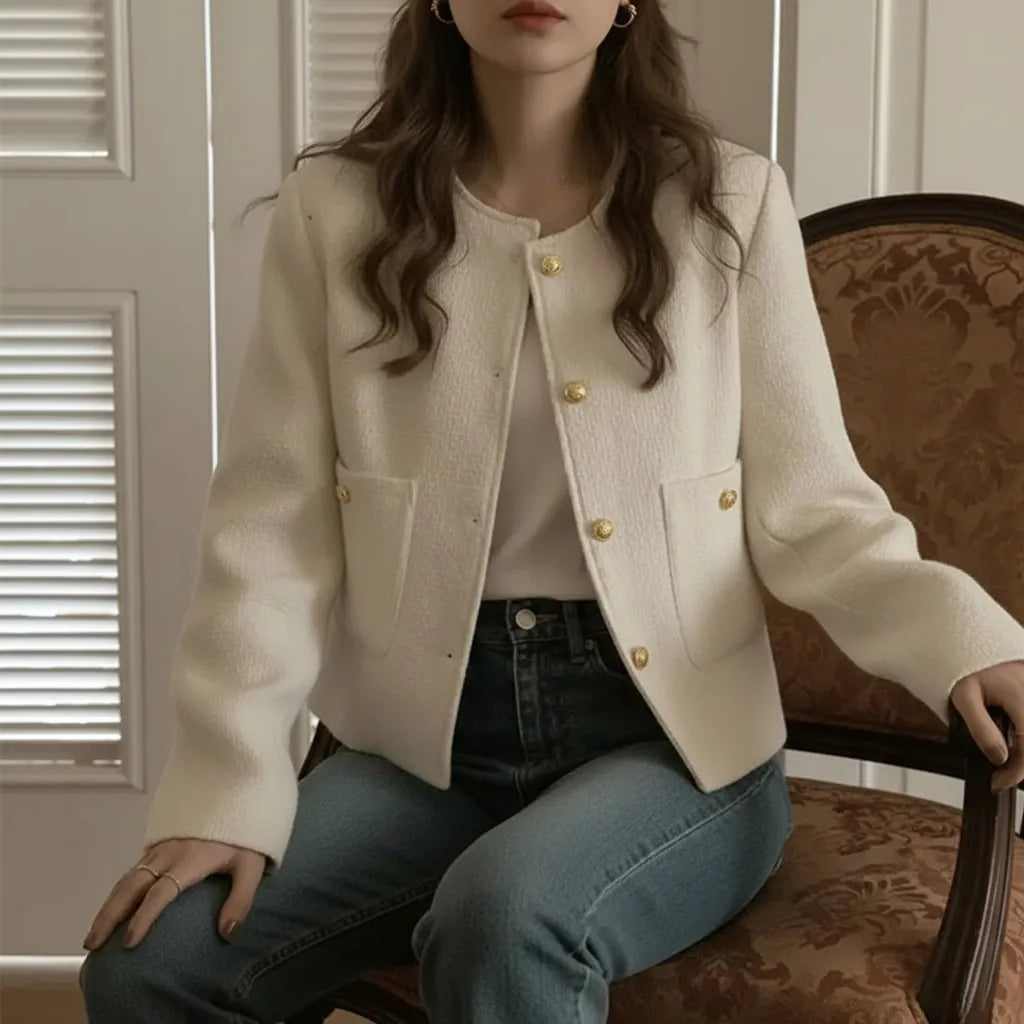 Veste Tweed Femme Beige - My Store