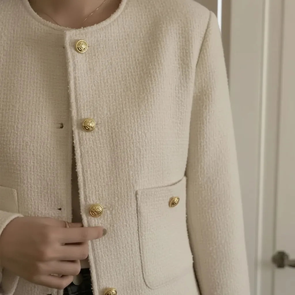 Veste Tweed Femme Beige - My Store